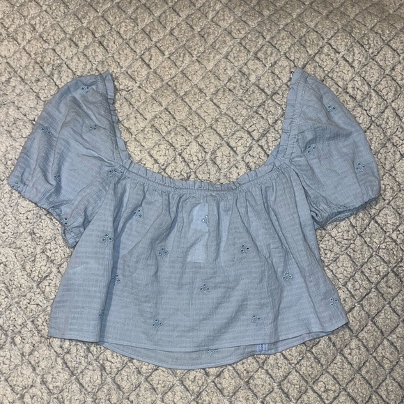 Zara Light Blue Embroidered Blouse - Picture 4 of 7